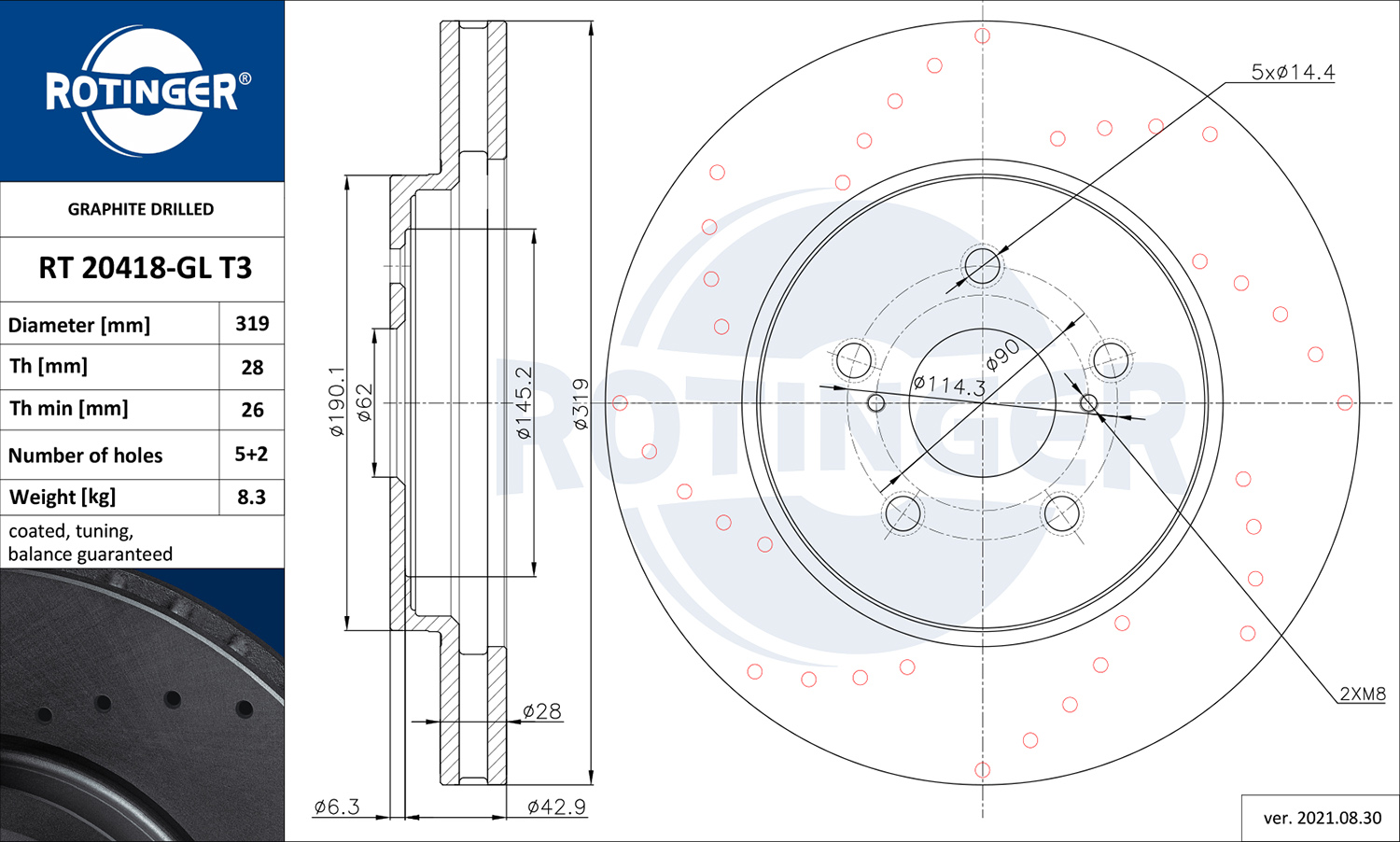 ROTINGER Féktárcsa, mind RT20418-GLT3_ROT